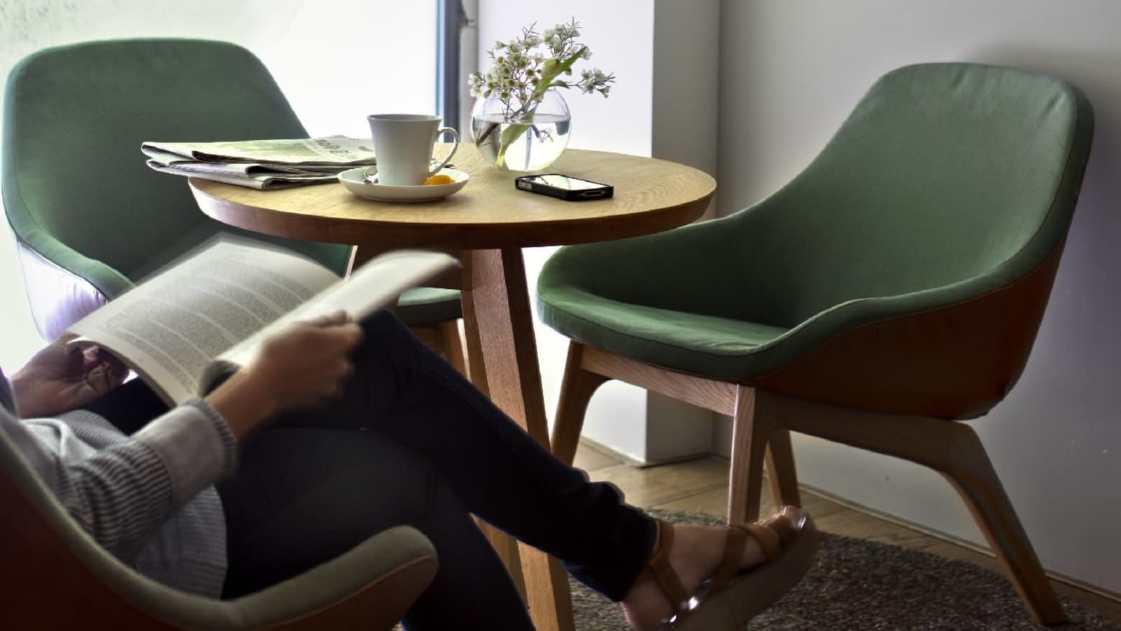 Person seated at the Hotel Mercer House Bòria BCN